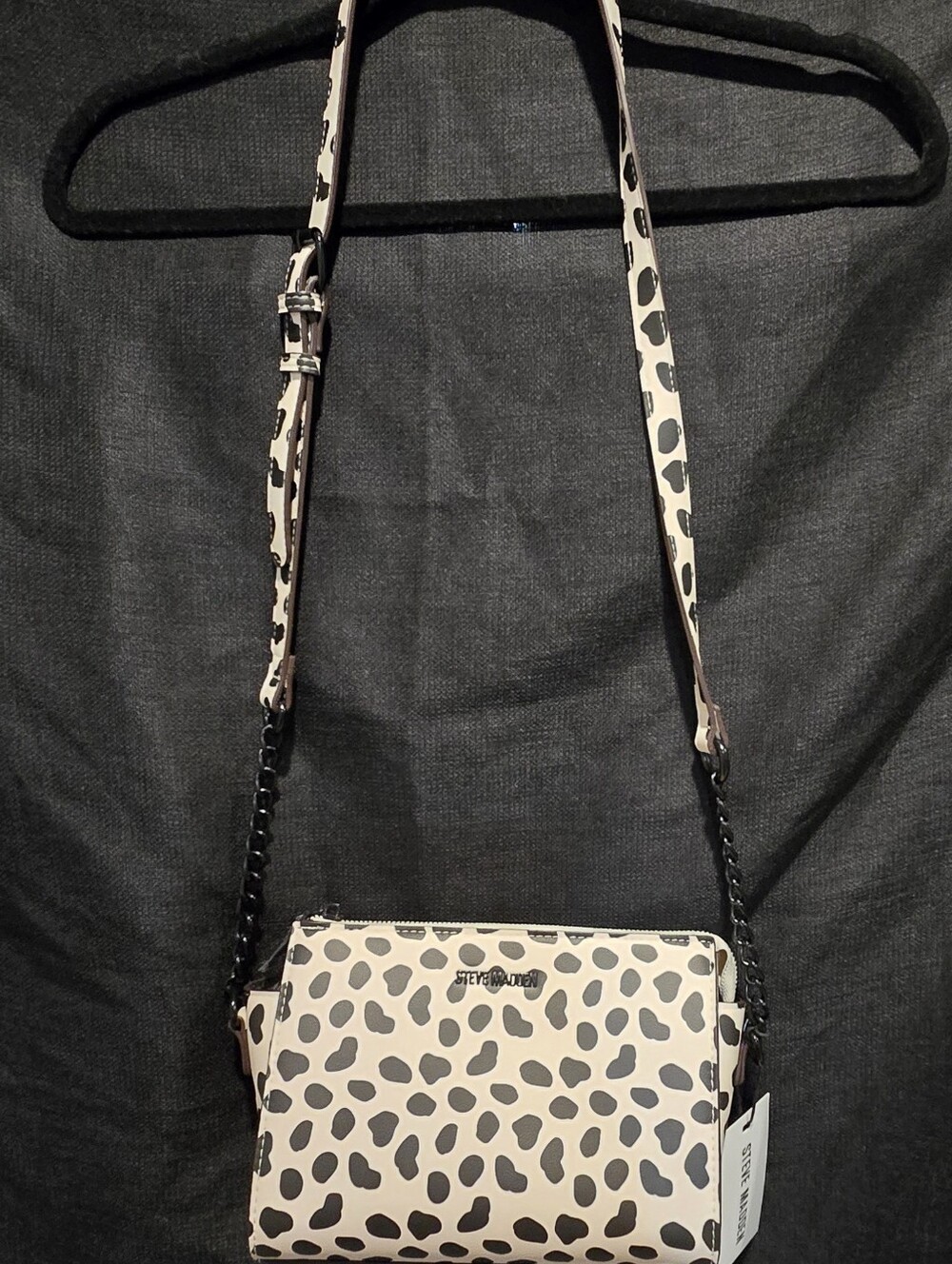 Steve Madden Cream and Black Leopard-Print Crossbody Bag